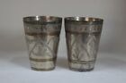 Vintage Hand Carved Set of 2 Brass Glasses Traditional Trable Collectibles BL-56
