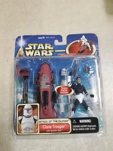 Star Wars Attack Of The Clones Clone Trooper With Speeder Bike Hasbro Figure - Picture 1 of 3