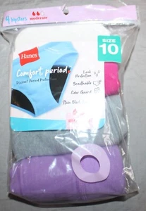 Hanes Period Girls Hipsters 3-Pack Underwear Leaks Comfort Tagless Assor sz 10 - Picture 1 of 2