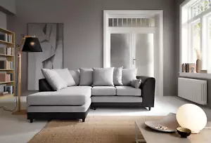 Dylan Corner Sofa in Black & Grey - Easy Clean 2 and 3 Seater Sofa Sets for Livi - Picture 1 of 9