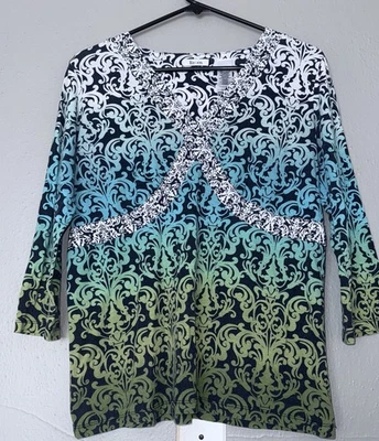 Liz Claiborne большой блузка 3/4 рукав Топ легкий - Изображение 1 из 4