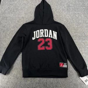 Nike Jordan Jersey 23 Pullover Boys L Black Hoodie NEW - Picture 1 of 12