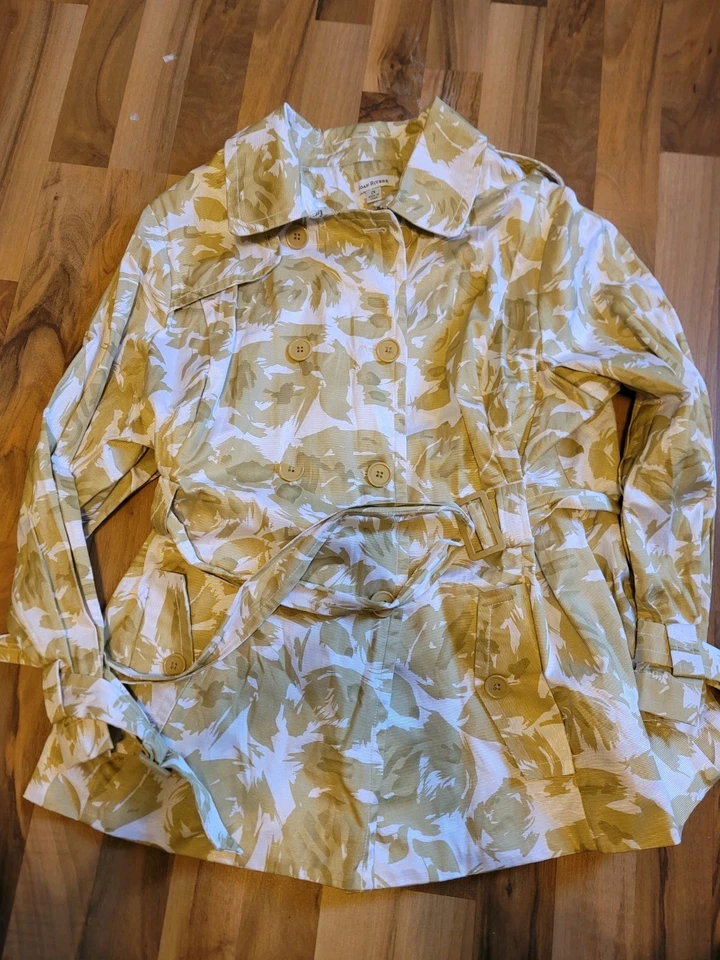 Gabardina para mujer Joan Rivers Plus 2x abrigo de lluvia color dorado/beige en blanco roto Foto 1 de 4