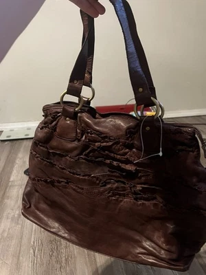 Bolso de hombro de cuero Scully de cuero marrón Foto 1 de 4