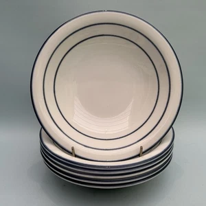 VTG Rörstrand Sweden Fjord Soup Dessert Bowls Blue On White Carl-Harry Stålhane - Picture 1 of 16