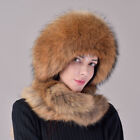 New Women Real Fox Fur Hat Russian Hat Ushanka Ski Cap Neck Warm Collar Scarves