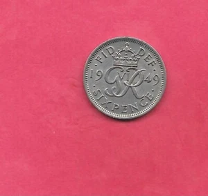 GREAT BRITAIN GB UK 6 PENCE KM875 1949 UNCIRCULATED-UNC MINT OLD VINTAGE COIN - Picture 1 of 1