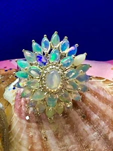 Äthiopischer Welo Opal Floral Spray Ring.  Sehr schön! - Bild 1 von 4