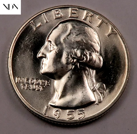 1955 Washington Quarter - Gem BU - 90% Silver Cover