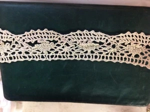 VTG ANTIQUE 2" hand made COTTON EDGE LACE TRIM VICTORIAN, 9.25 yd 330" ECRU - Picture 1 of 5