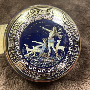 Vintage Hand Made Artemis Cobalt Blue Lidded Trinket Box 24ct Gold Trim/Greece - Picture 1 of 9