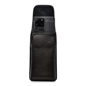 Galaxy S20 S21 S22 Ultra Vertical Holster Black Leather Pouch Rotating Belt Clip - Picture 1 of 9