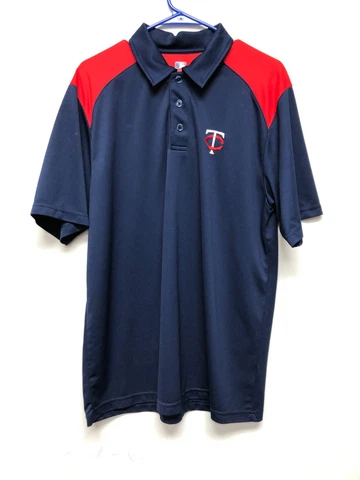 MLB Mens Blue Short Sleeve Polo Shirt - MLB Minnesota Twins - Size L Cover