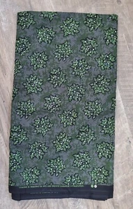 Fabric Black Green Fern Floral Vintage 4 Yards x 44" - Picture 1 of 2