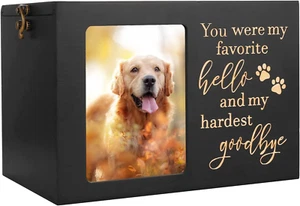 Pet Memorial Urns for Dog or Cat Ashes, Large Wooden Funeral Cremation Urns with - Picture 1 of 12