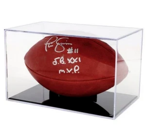 Neu BCW Fußball Vitrinenhalter mit schwarzem Ständer und kristallklarem UV-Kunststoff - Bild 1 von 3