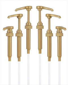 6 Pack Gold Coffee Syrup Pumps, Premium, Fits 750ml Torani, Davinci Syrup Bottle - Picture 1 of 12