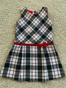 Vestido Jumper Bambini Niños Pequeños Negro Blanco Rojo a Cuadros Talla 24-36 Meses Usado en Excelente Condición - Imagen 1 de 2
