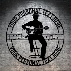 Nome chitarra personalizzato segno in metallo | regalo personalizzato guida | decorazione parete musica - Foto 1 di 6
