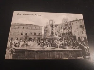 FANO FONTANA DELLA FORTUNA ANTICA CARTOLINA ANIMATA PESARO INIZI '900 - Foto 1 di 3