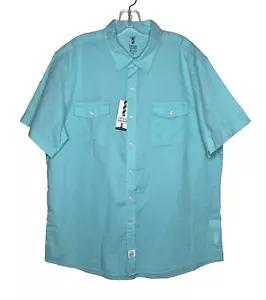 Camisa de popelina costera Izod para hombre XL azul manga corta bolsillos abotonados costera - Imagen 1 de 12