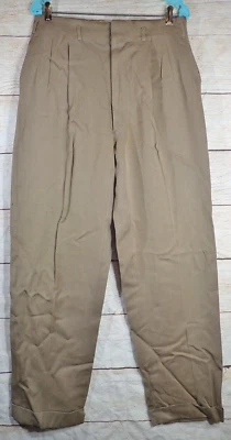 Pantalones de gabardina de lana FRETZ True Vintage años 50 60 pantalones con puños 31x30 desgastados Foto 1 de 4
