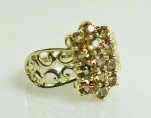 Orange Topaz Cluster Ring in 10k Yellow Gold 1.82 Carats Size 6.25 - Picture 1 of 4