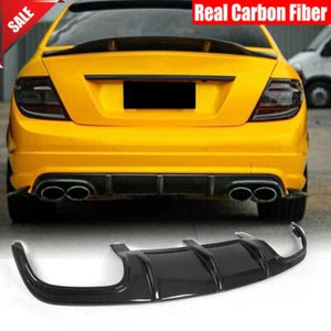 Real Carbon Rear Bumper Diffuser Lip For Mercedes Benz W204 C63  2009-2011 - Picture 1 of 11