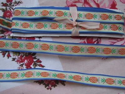 5 m de galon ruban ancien satiné ananas  largueur 1,5 cm - Photo 1/3