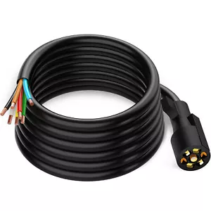 7 Way RV Trailer Plug Wire Connector Inline 16 Feet Cord 7Pin Inline Harness Kit - Foto 1 di 9