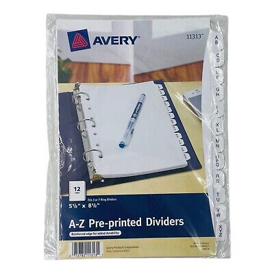 Avery A-Z Pre-Printed Tab Dividers 12 Tabs Fits 3 Or 7 Ring Binders 5.5  X 8.5  • 6.07$