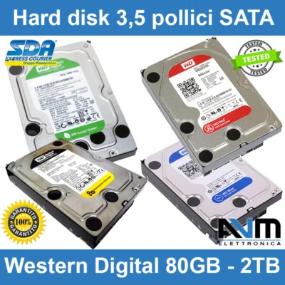 Hard disk 3,5" SATA Western Digital 2TB 1TB 500GB WD Caviar Blue Red Green HDD - Immagine 1 di 4