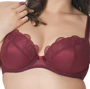 LIQUIDACIÓN-36D-SUJETADOR DE ENCAJE ACOLCHADO CON AROS KATE KITTY CURVY-MERLOT-TALLA UK- - Imagen 1 de 1