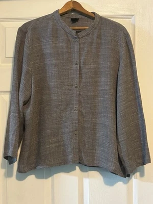 Blusa Top Vintage Eileen Fisher Lino Viscosa Botón Frontal Para Mujer’s L Foto 1 de 4