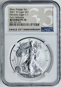 2021-W Reverse Proof $1 Type 1 American Silver Eagle NGC PR70 Early Releases - Picture 1 of 2