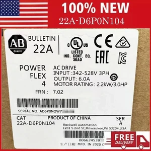 22A-D6P0N104 Allen-Bradley PowerFlex 4 2,2 kW 3 HP accionamiento de CA 22A-D6P0N104 NUEVO - Imagen 1 de 5