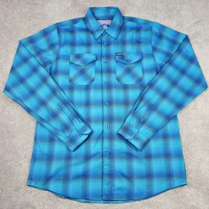 Dixxon Flannel Shirt Mens Large Tall Blue Plaid Poseidon's Kiss D-Tech Workwear - Picture 1 of 9