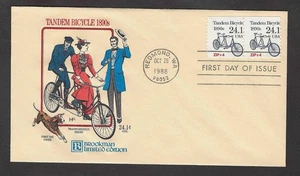 #2266 24.1c Tandem Bicycle 1890s -House of Farnam FDC Transportation Coil Pair - Picture 1 of 2