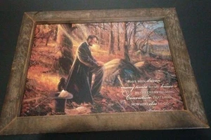 P Graham Dunn Abraham Lincoln Knie beten Holz Wandkunstdruck 12x16 hängend - Bild 1 von 2
