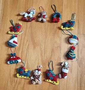 Vintage Weihnachten 13 fertige Bucilla & andere Filz & Pailletten Ornamente - Bild 1 von 7