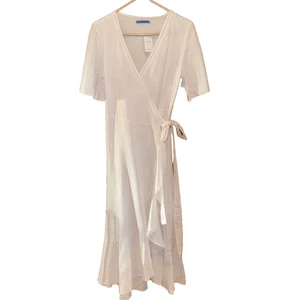 Maxi Vestido Para Mujer J.Mclaughlin Blanco Aurora Mezcla de Lino Envolvente Talla Pequeña Boho - Imagen 1 de 10