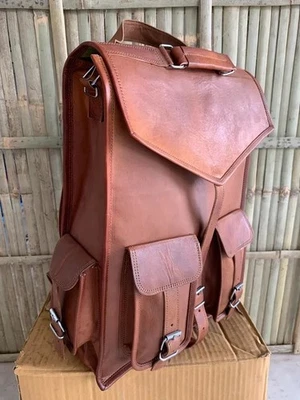 Leather Bag Vintage Rucksack Goat Laptop Brown Messenger Genuine Travel - Image 1 of 4
