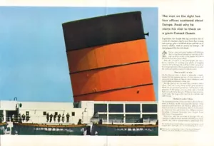 The man on right has 4 offices in Europe R M S Queen Elizabeth Cunard ad 1964 - Picture 1 of 1