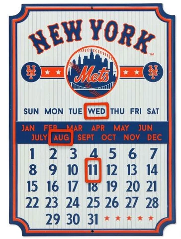 MLB New York Mets Metal Perpetual Wall Calendar with Magnets, 10 x 14 in Cover