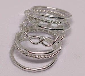 Set 7 Sterling Silber Vorsteckringe dünne & dicke Ringe Drehring B252 - Bild 1 von 10