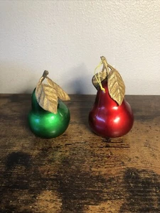 Vintage Marco Christmas ornaments Pear Lot/2 Red & Green made in Hong Kong - Picture 1 of 12