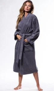 Womens Terry Turkish Bathrobe Cotton Towel Robe, Comfy Women's Robe Long Kimono - Picture 1 of 17