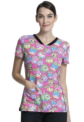 Hello Kitty Cherokee Scrubs Tooniforms Sanrio V Neck Top TF750 HSSP - Image 1 of 4
