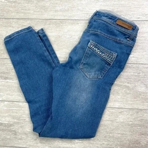 Pantalones de mezclilla ajustados azules Wallflower cintura elástica talla mediana 10/12 - Imagen 1 de 5