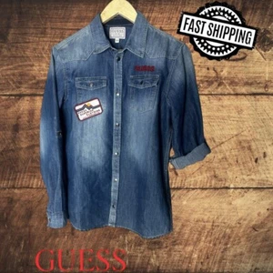 NWT Guess Embrodiered/Patches Kids Boys Denim Shirt Size 16 FAST SHIPPING! - Picture 1 of 7